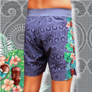 Uthando Laser Cut Board Shorts - Utho Zulu features the exclusive print; Welded, laser-cut draw-cord flaps closure system for maximum comfort and security. Multi-stretch fabrication, fully welded construction
